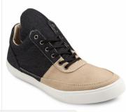 24:01 2 Tone Mixed Material High Top Sneakers