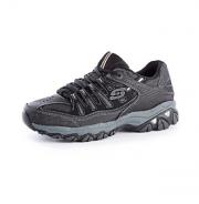 Skechers Men's Afterburn Memory Foam Fashion Sneaker,Black/Charcoal,14 M US