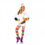 Leg Avenue Women's Fleece Unicorn Hood with Star Ties, White, One Size