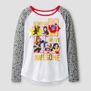Girls' DC Super Hero Girls Long Sleeve T-Shirt - White/Charcoal M