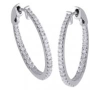 Beverly Hills Charm 14k White Gold 1ct Oval Round-cut Diamond Hoop Earrings (H-I, I2-I3)