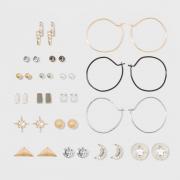 Stones and Crescent with Hoops Earring Set 18ct - Wild Fable, Multi-Colored