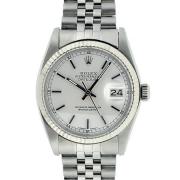 Pre-Owned Mens Datejust Steel & White Gold Silver Index Watch 16014 Jubilee