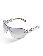 Gucci Rimless Shield Sunglasses with Chain Detail Gunmetal One Size