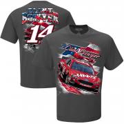 Clint Bowyer Checkered Flag  Patriotic T-Shirt - Charcoal