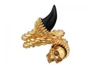 Alexander McQueen Horn Skull Contrarie Ring (Oro/Nero) Ring