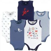 Hudson Baby Infant Boy Cotton Sleeveless Bodysuits 5pk Sea Shore 3-6 Months