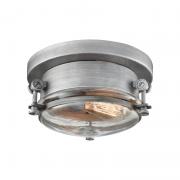 Riley 1-Light Flush Mount in Weathered Zinc with Clear Blown Glass