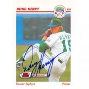 344208 Doug Henry Autographed Baseball Card - Milwaukee Brewers, FT 1991 Impel Minor League Pre Rookie No. 140