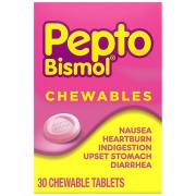 Pepto Bismol Chewable Tablets Indigestion Upset Stomach & Diarrhea Relief Original Flavor 30 Count