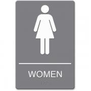 HeadLine  USS4816  ADA Women Restroom Sign with Symbol  1 Each  Gray