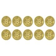 Bitcoin Gold Plated Commemorative Collector s Coin Lot of 10