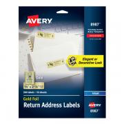 Avery Foil Mailing Labels  Gold  3/4  x 2-1/4   300 Labels (8987)