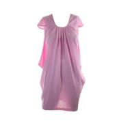 Vertigo Soft Violet Cap-Sleeve Pleated-Neck Shift Dress XS