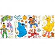 Sesame Street Peel and Stick Kids' Wall Decal: RoomMates Vinyl Self-Adhesive, 45 Pieces, Blue Figures for Baby Wall Decor