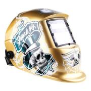 Sanheshun Pro Solar Powered Auto Darkening Arc Welding Helmet Flame Skull on Red