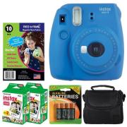 Fujifilm instax mini 9 Instant Film Camera (Cobalt Blue) + Freez-A-Frame Magnetic Photo Pockets + Fujifilm Instax Film (40 Shots) + Small Case (Black) + 4 AA Batteries - Valued Accessory Bundle