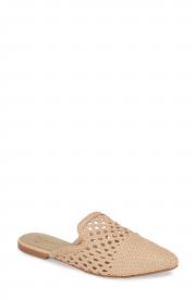 Women's 42 Gold Corra Woven Loafer Mule, Size 7.5 M - Beige
